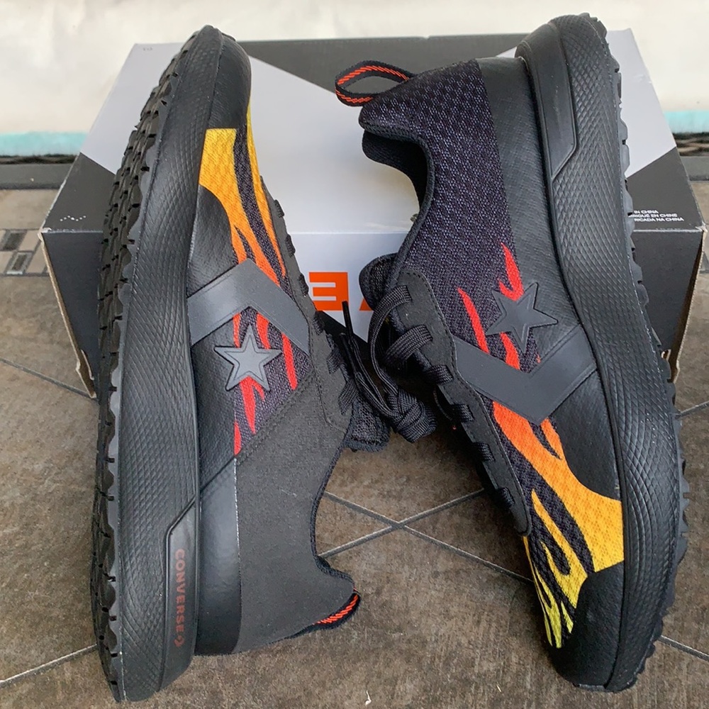 CONVERSE STAR SERIES RN OX BLACK/ENAMEL RED MENS - Picture 2 of 14